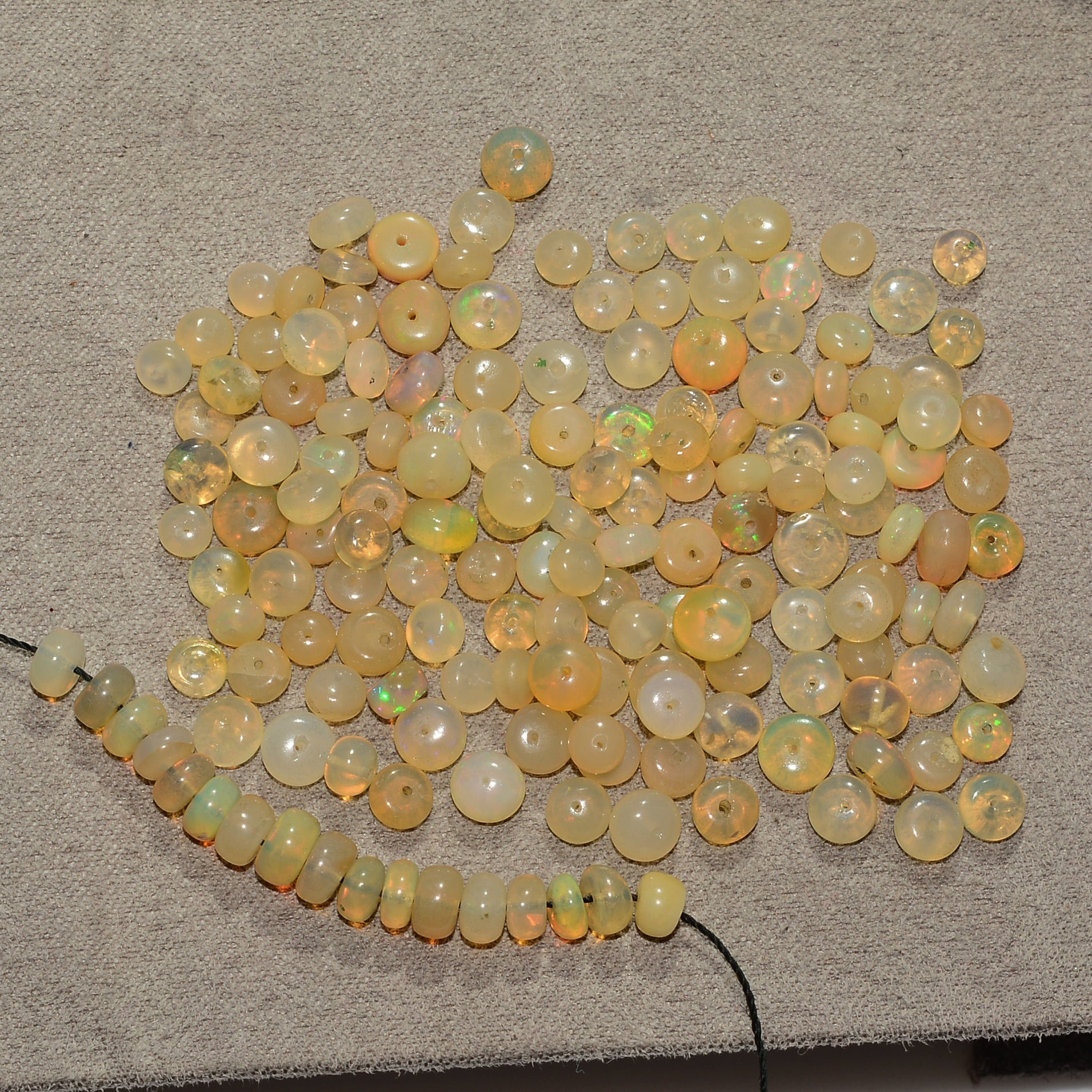 3mm-5mm Natural Ethiopian Multi Fire Opal Smooth roundel beads Gemstone~163 Pcs