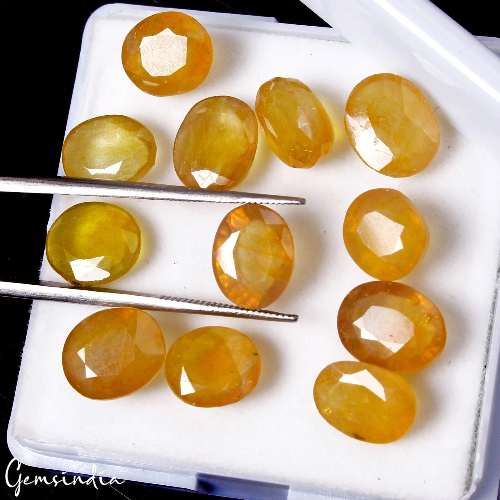 50.80 Ct Natural Yellow Sapphire Oval Cut Loose 9-11mm Unheated Ceylon Gemstones