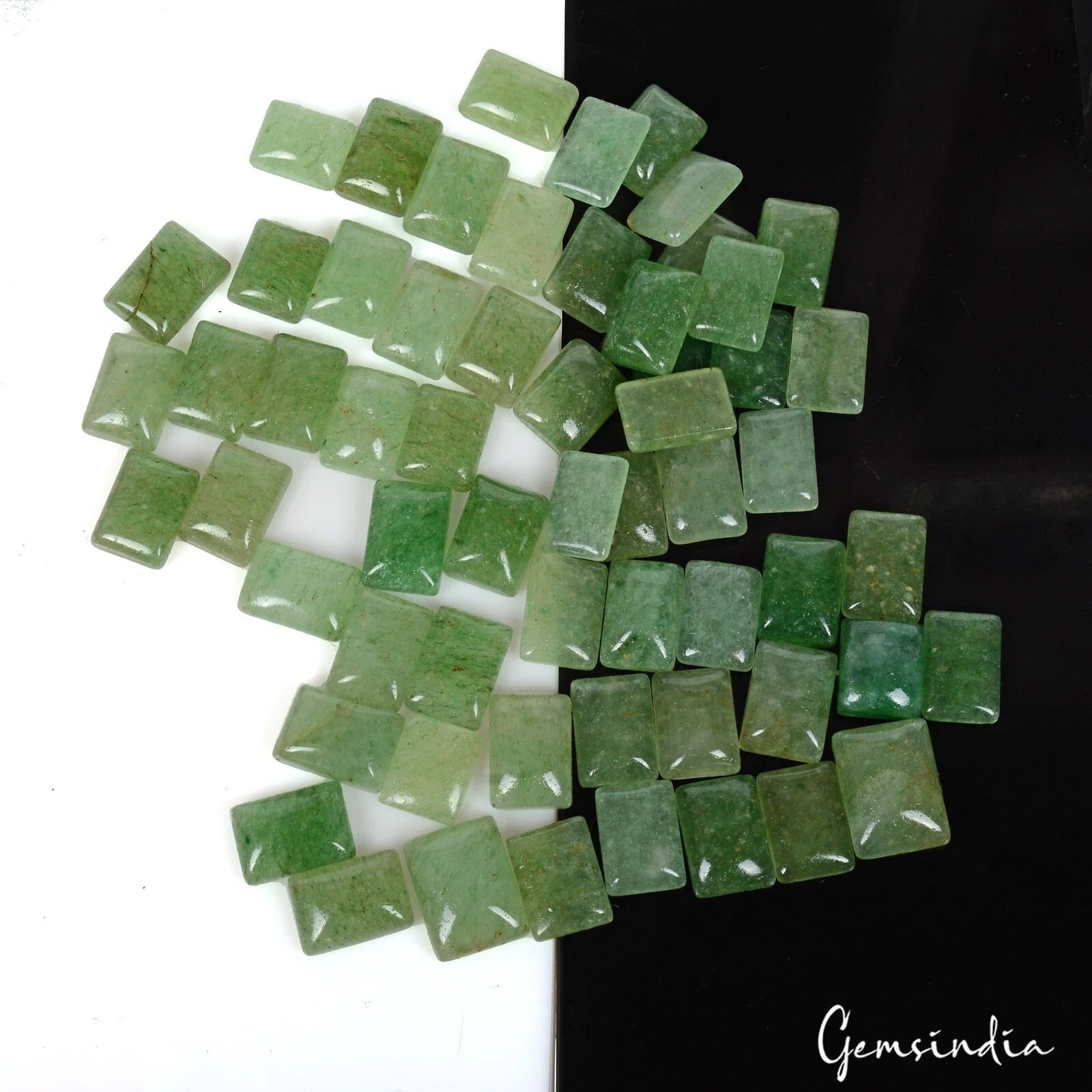 400 Ct Natural Green Aventurine Cushion Cabochon Loose jewelry Gemstones ~60 Pcs