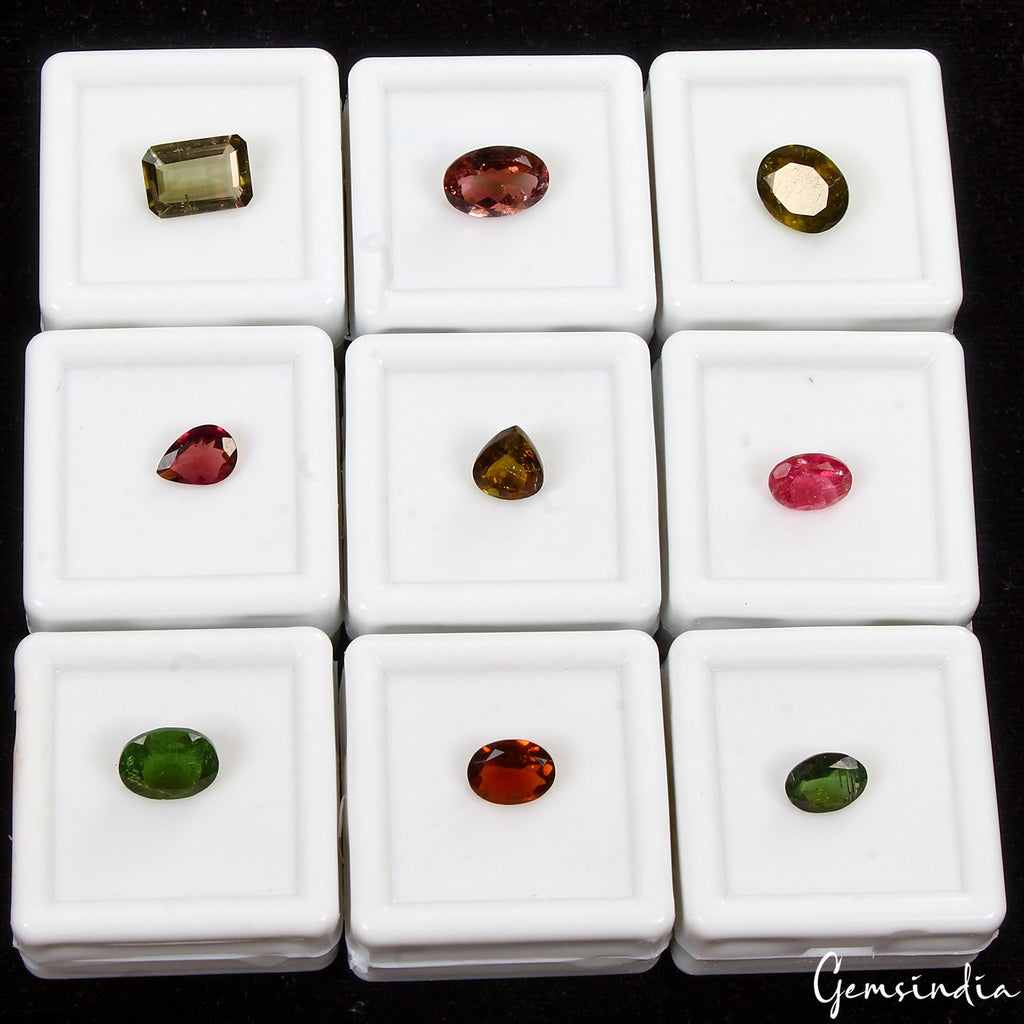 9 Pcs Natural Untreated Multi Color Tourmaline Mix Cut Loose Gemstones ~15.10Ct