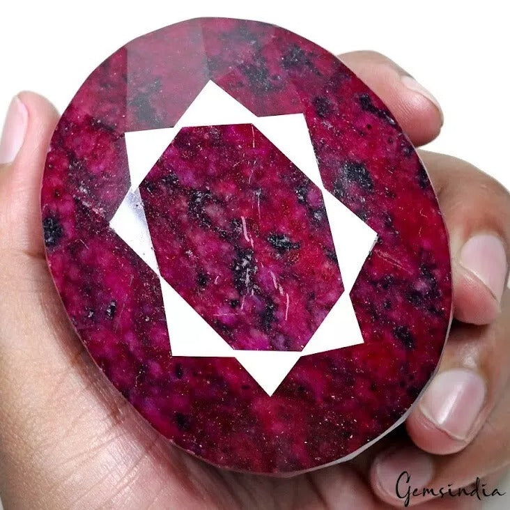 1850Ct Natural Dark Red African Ruby Oval Faceted huge Size Loose Gem-79x64x39mm
