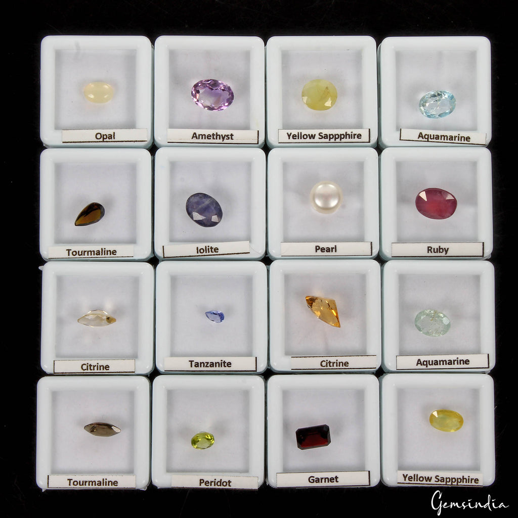 16 Pcs Estate Genuine Semi Precious Loose Mix Cut Multi Gemstones Lot Collection