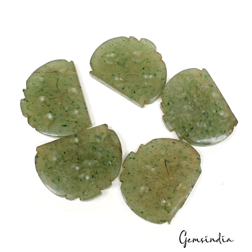 249.10 Ct Natural Untreated Green Aventurine Fancy Hand Carved Gems For Jewelry