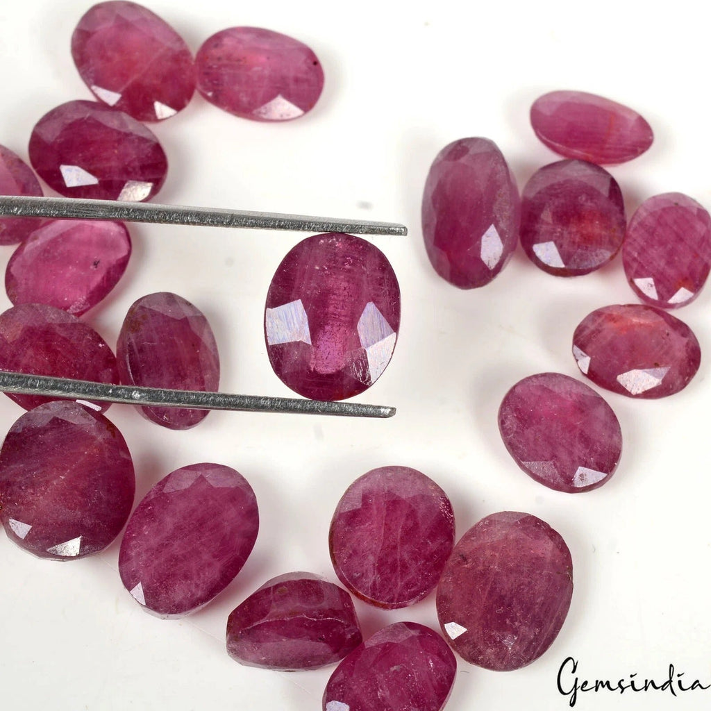 90.60 Cts Natural Red Ruby Mozambique Oval 9-12mm Certified AAA Grade Gemstones