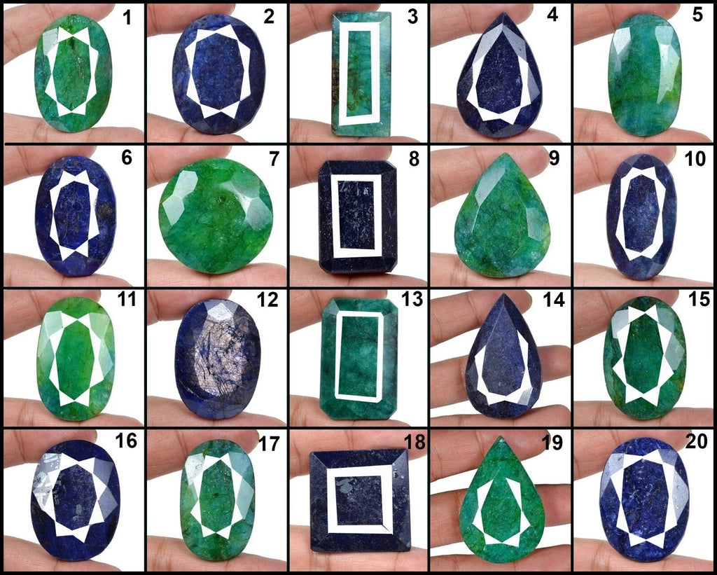 3661 Ct Natural Sapphire & Emerald Mix Cut Loose Pendant Size Gemstones 20 Pcs