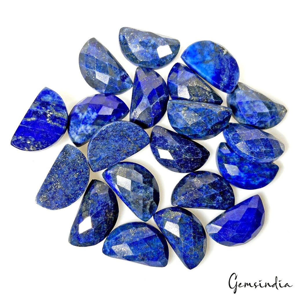 Lapis Lazuli Lot, Loose Gemstone, Half Moon Shape, Color Enhanced — 20 Pieces, 23x14mm, 360.00 Ct, Afghanistan