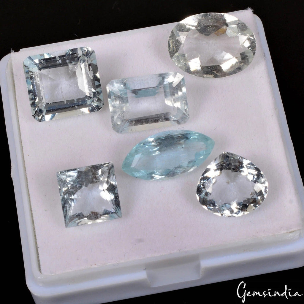 33.45Ct Aquamarine Loose Gemstones Blue Mix Shape Certified Rare Mix LOT