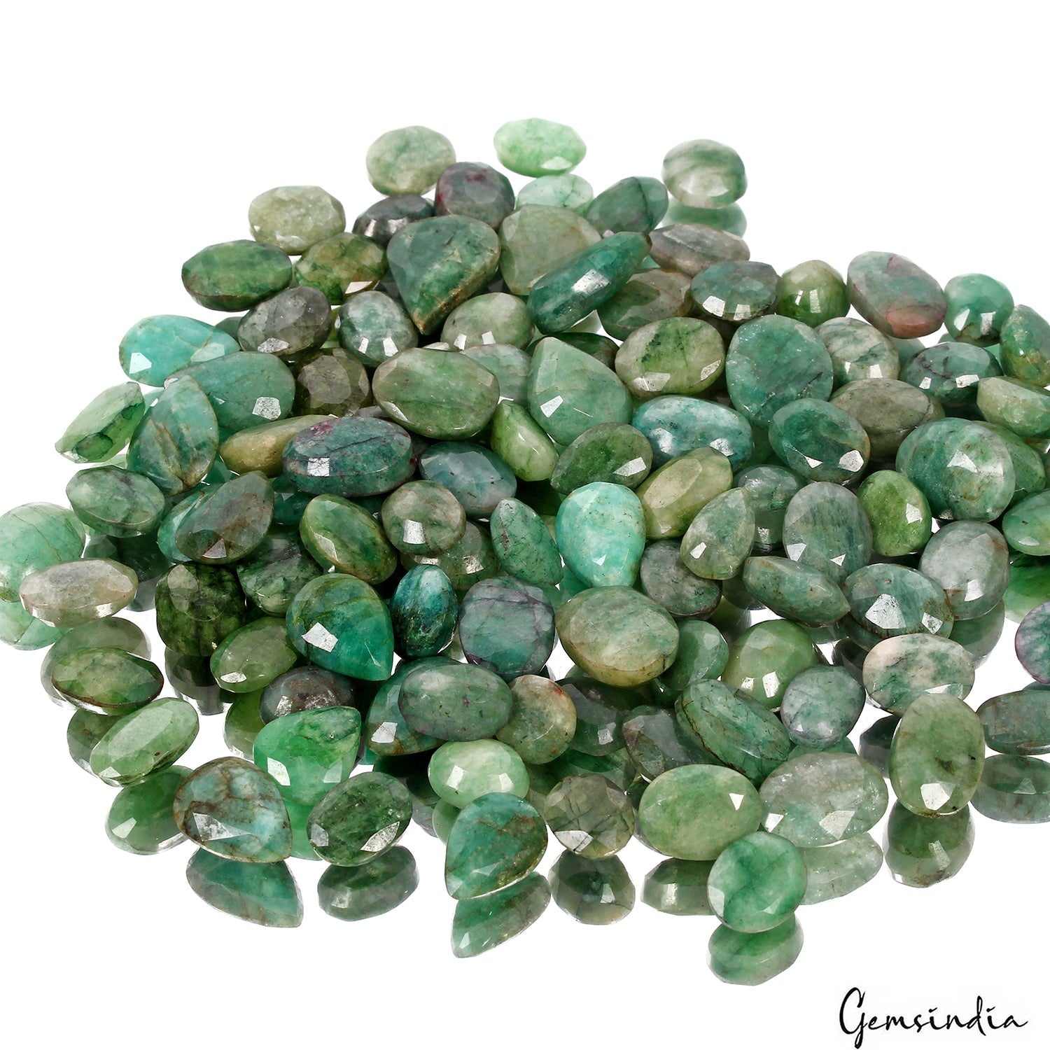 650 Ct Natural Green Brazilian Emerald Mix Faceted Loose Gemstone Lot 108 Pcs