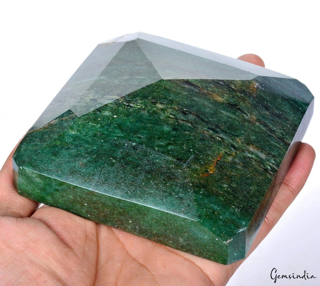 730Gram Natural Green Aventurine Octagon Cut Untreated Loose Gemstone 4*3.8*1.7"