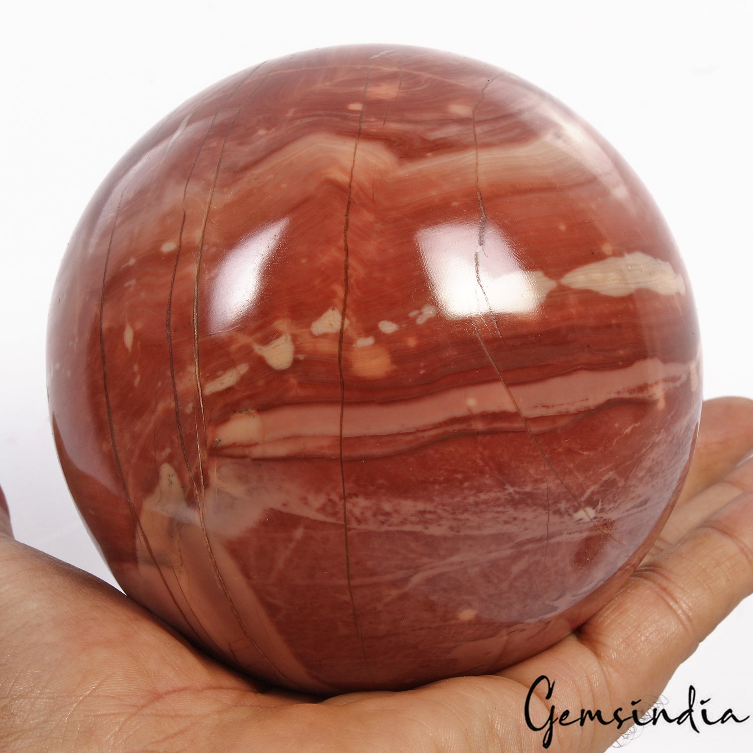 Red Jasper Sphere, Untreated — 4.2" in diameter, 1.818 Kg (9090 Ct), Madagascar