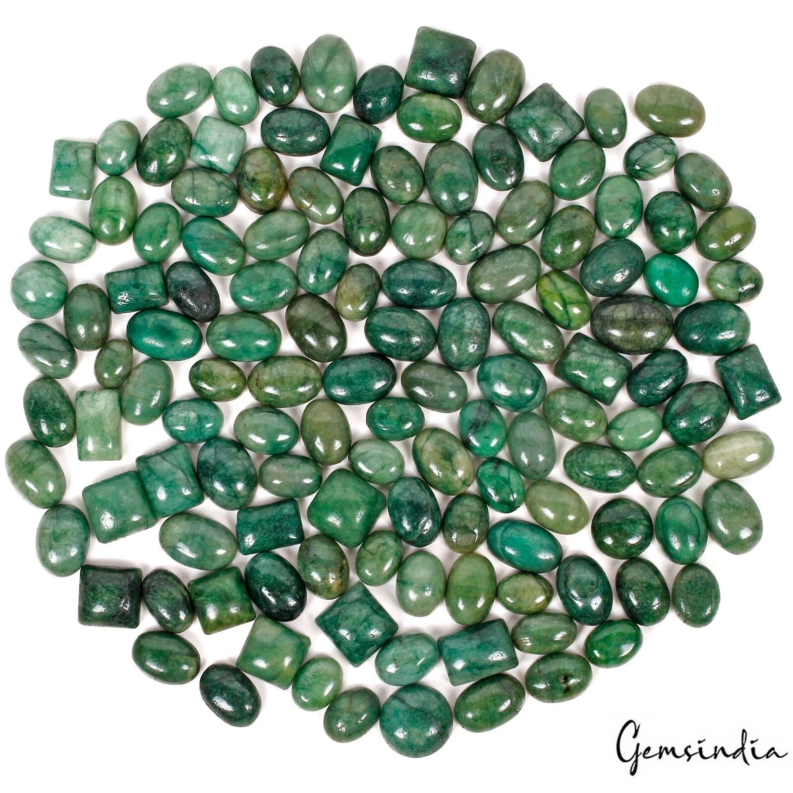 2500 Ct/128 Pcs Natural Brazilian Green Emerald Mix Cab Wholesale Loose Gems Lot