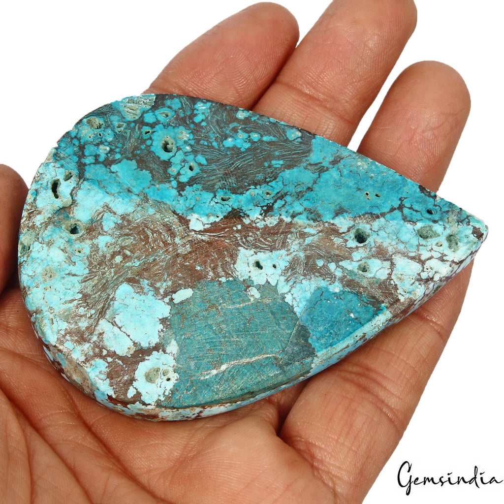 390 Ct Natural Blue Spiderweb USA Arizona Turquoise Pear Cab Loose Huge Gemstone