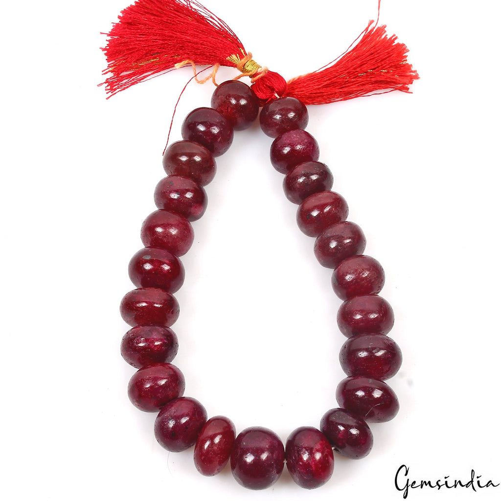 13-16mm Genuine Natural Red Ruby AAA Grade Cabochon Round Loose Beads Strand 10"