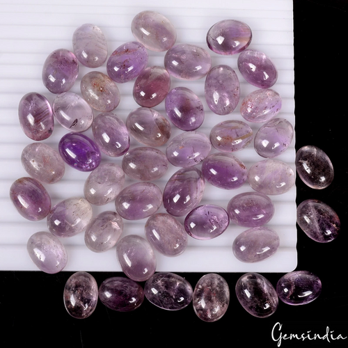 Amethyst Lot, Cabochon, Untreated, Purple — 44 Pieces, 17mm to 19mm, 770 Ct, Brazil