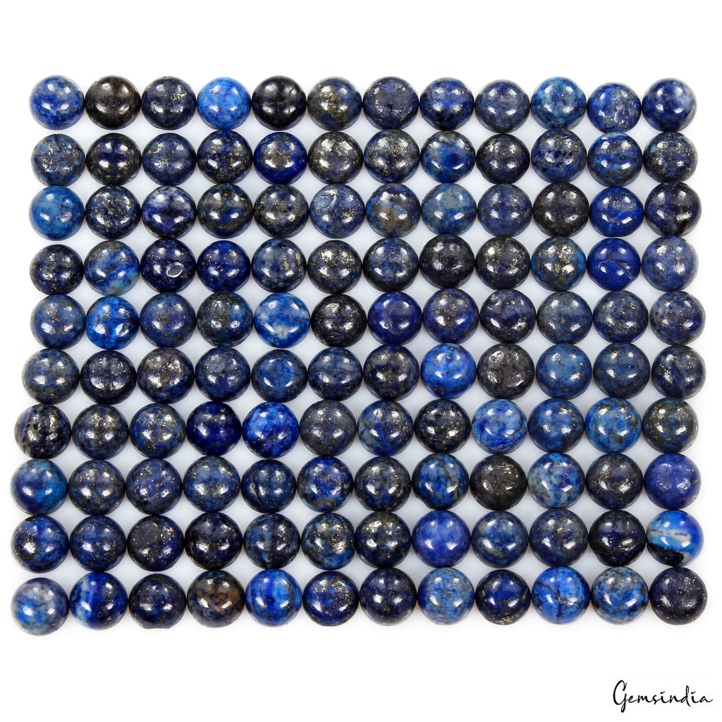 120 Pc Natural Blue Lapis Lazuli Loose 7-8mm Round Cab Gemstones Lot For Jewelry
