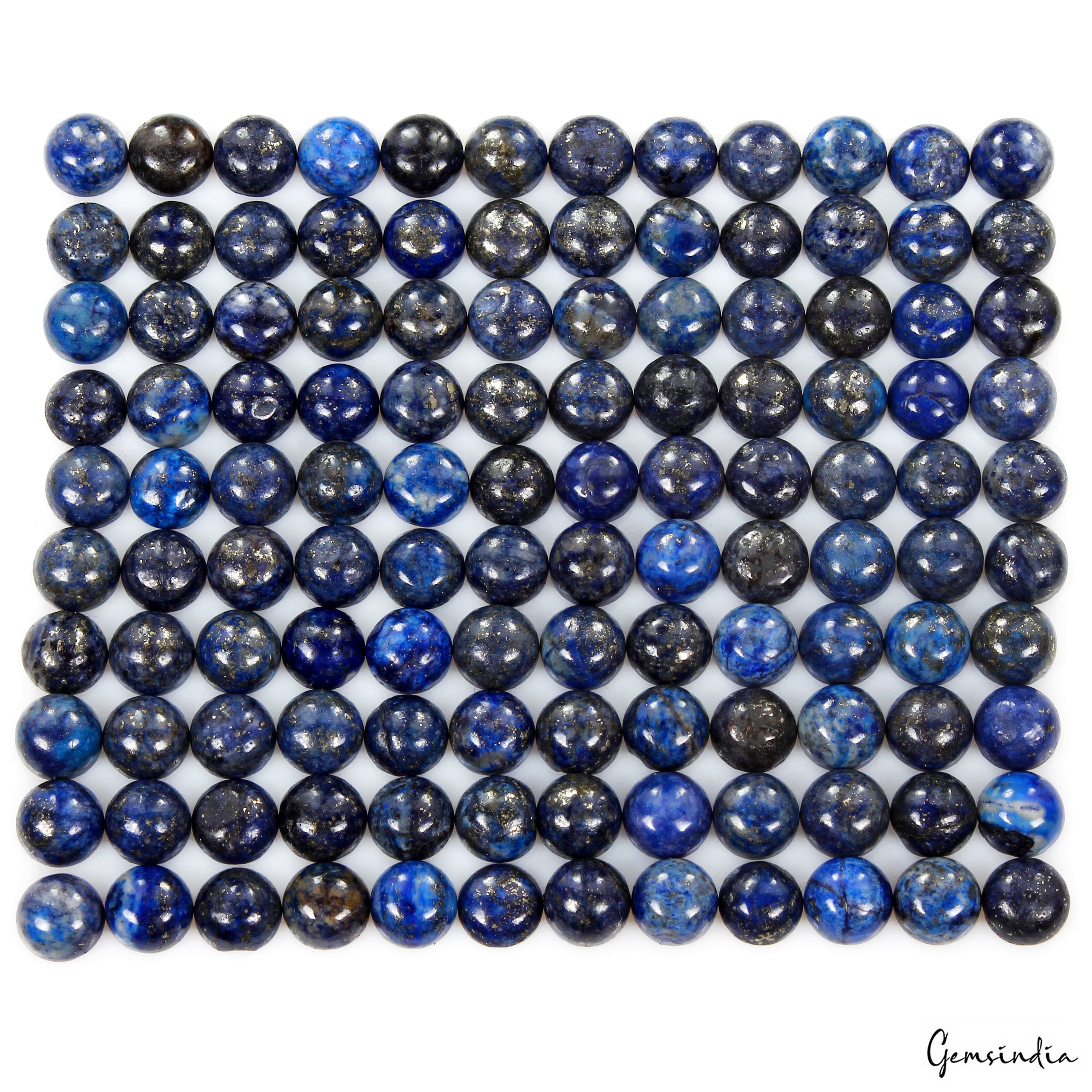 120 Pc Natural Blue Lapis Lazuli Loose 7-8mm Round Cab Gemstones Lot For Jewelry