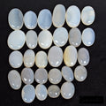 500 Cts/28 Pcs Natural Untreated White Onyx Oval Cab Loose Gems Lot For Jewelry
