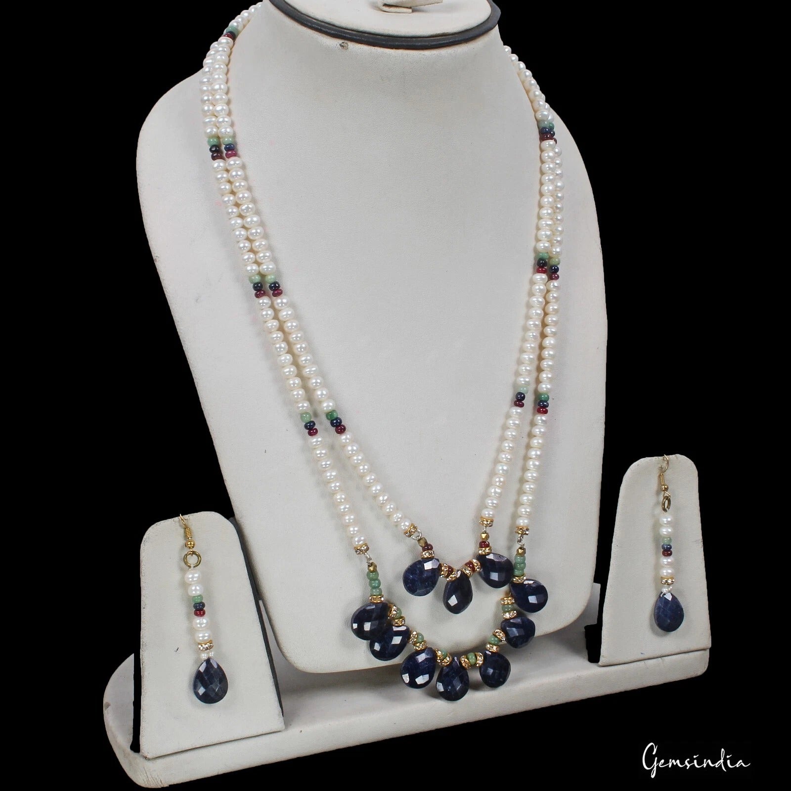 Pearl Necklace, Color Enhanced, White — 21 Inch, India