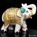 1.37 Kg Marble Elephant Statue Trunk Up Hand Paint Indian Art Home Deor Figurine