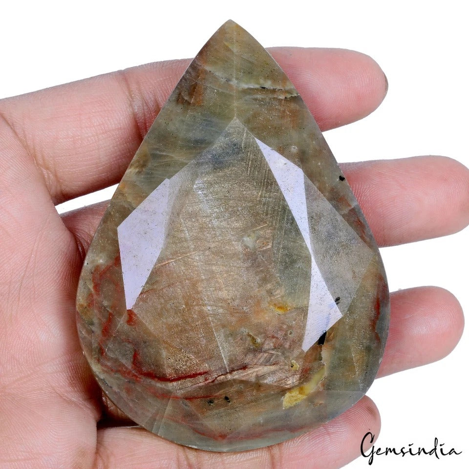 1020 Ct Natural Brown Untreated Sapphire w/Red Streaks Pear Cut Earth Mined Gem