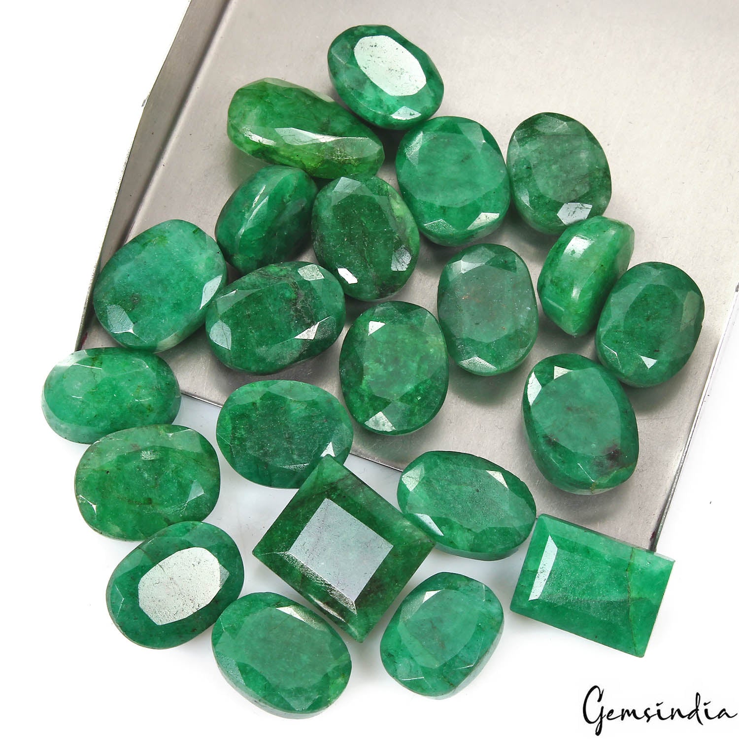 Certified 500 Cts/2 Pcs Natural Green Emerald Mix Cut Loose Gems Lot For Jewelry