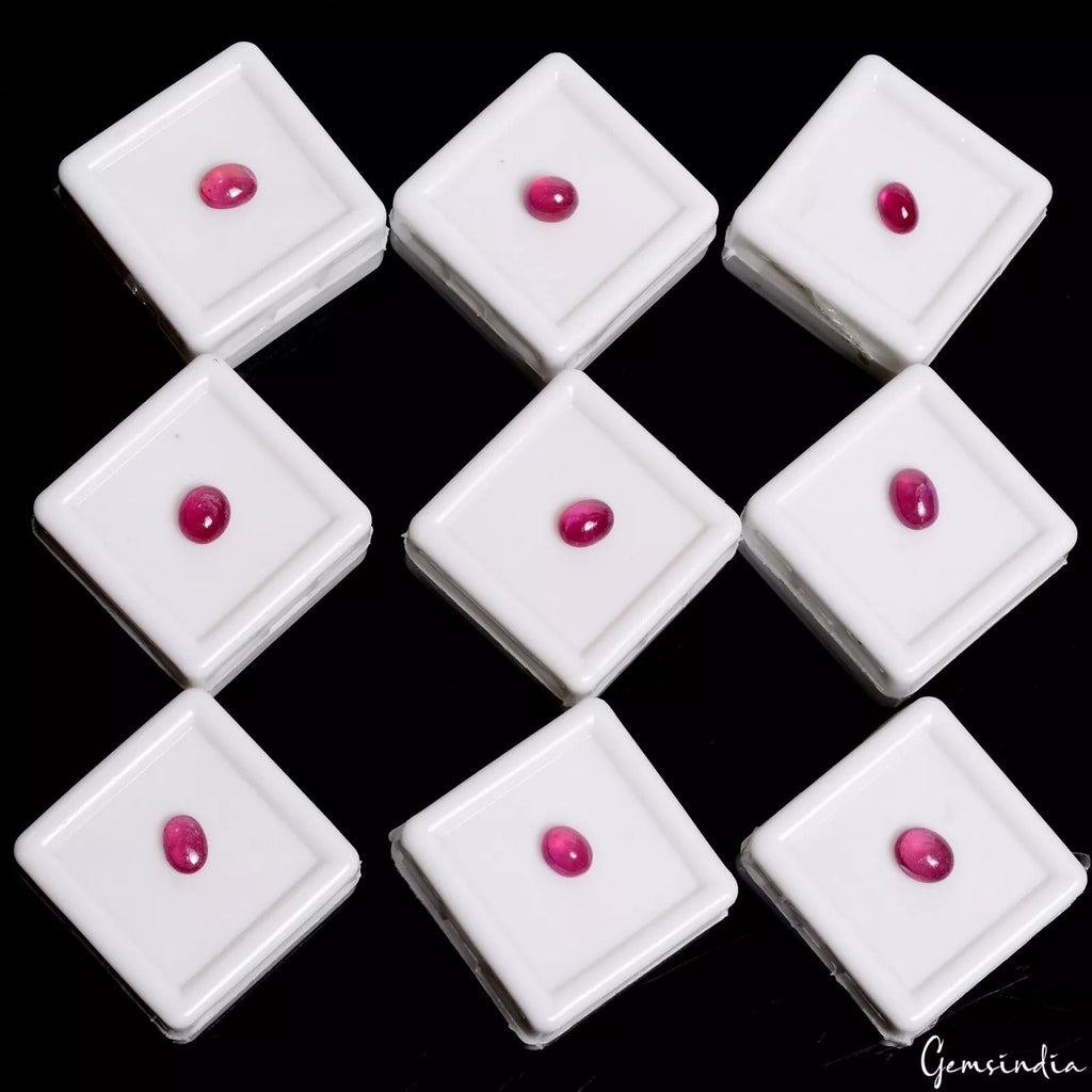 Certified 12.75 Ct Natural Red Ruby Mozambique Oval Cabochon Loose Gemstones~9Pc