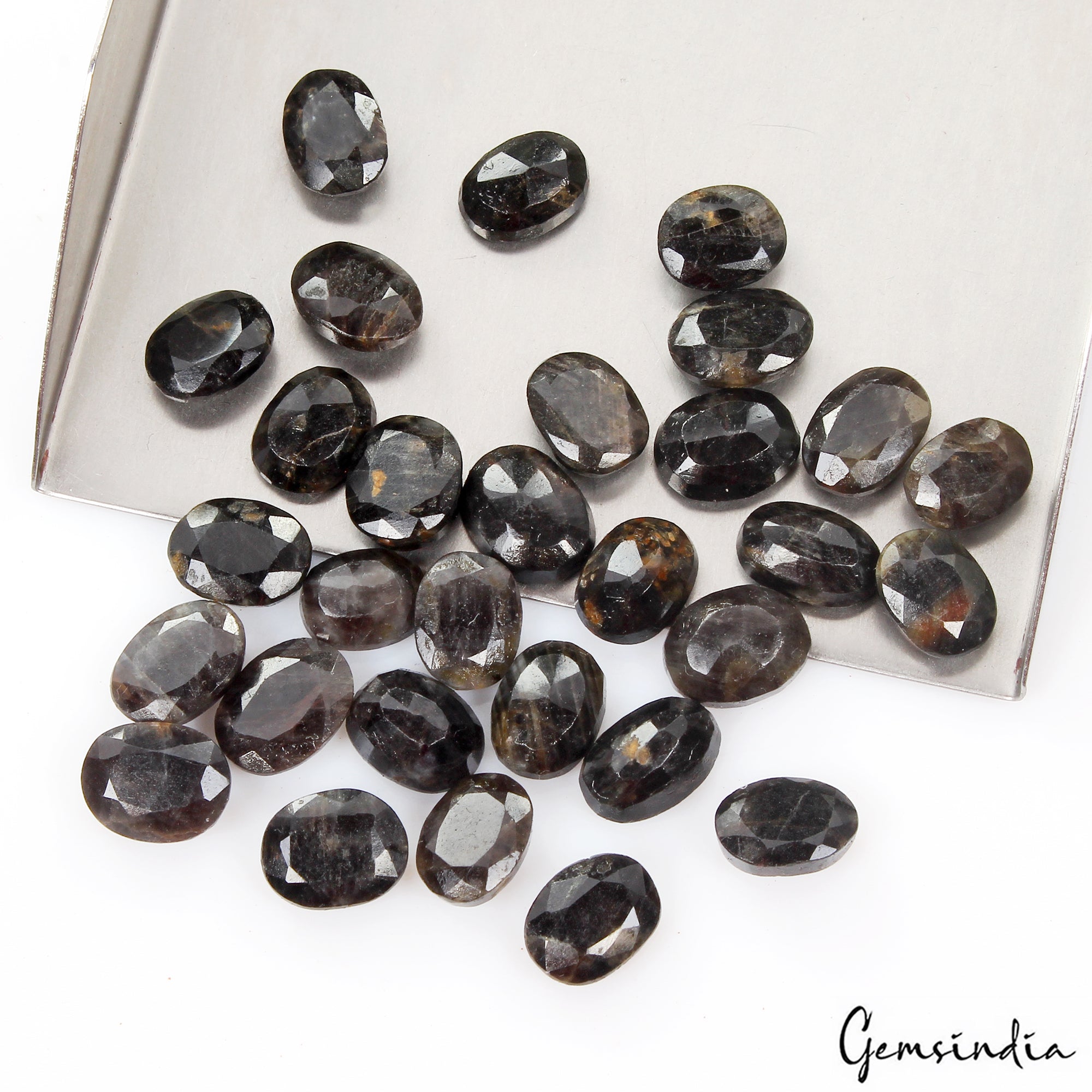 30 Pcs Natural Untreated Black Sapphire 11mm-13mm Loose Oval Ring Size Gemstones