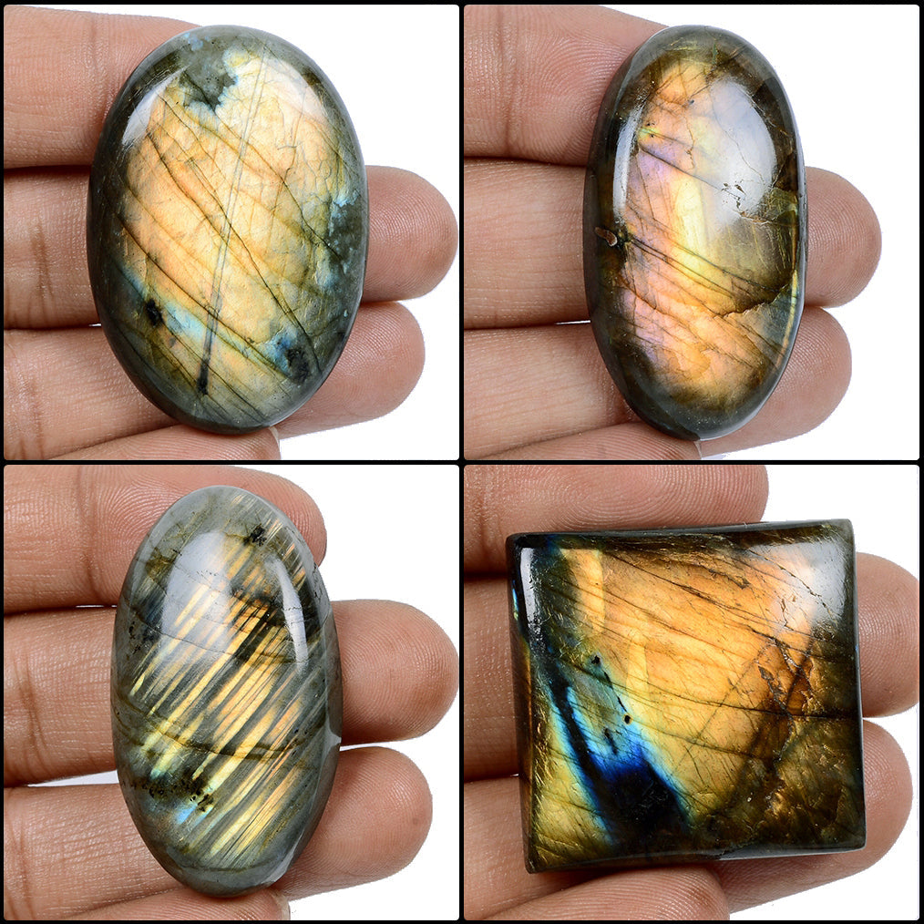 1420 Ct Natural Labradorite Golden Shine Mix Cabochon Loose Gemstones Lot~16 Pcs