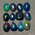 Black Opal Lot, Cabochon — 12 Pieces, 10mm to 12mm, 23.80 Ct, Ethiopia