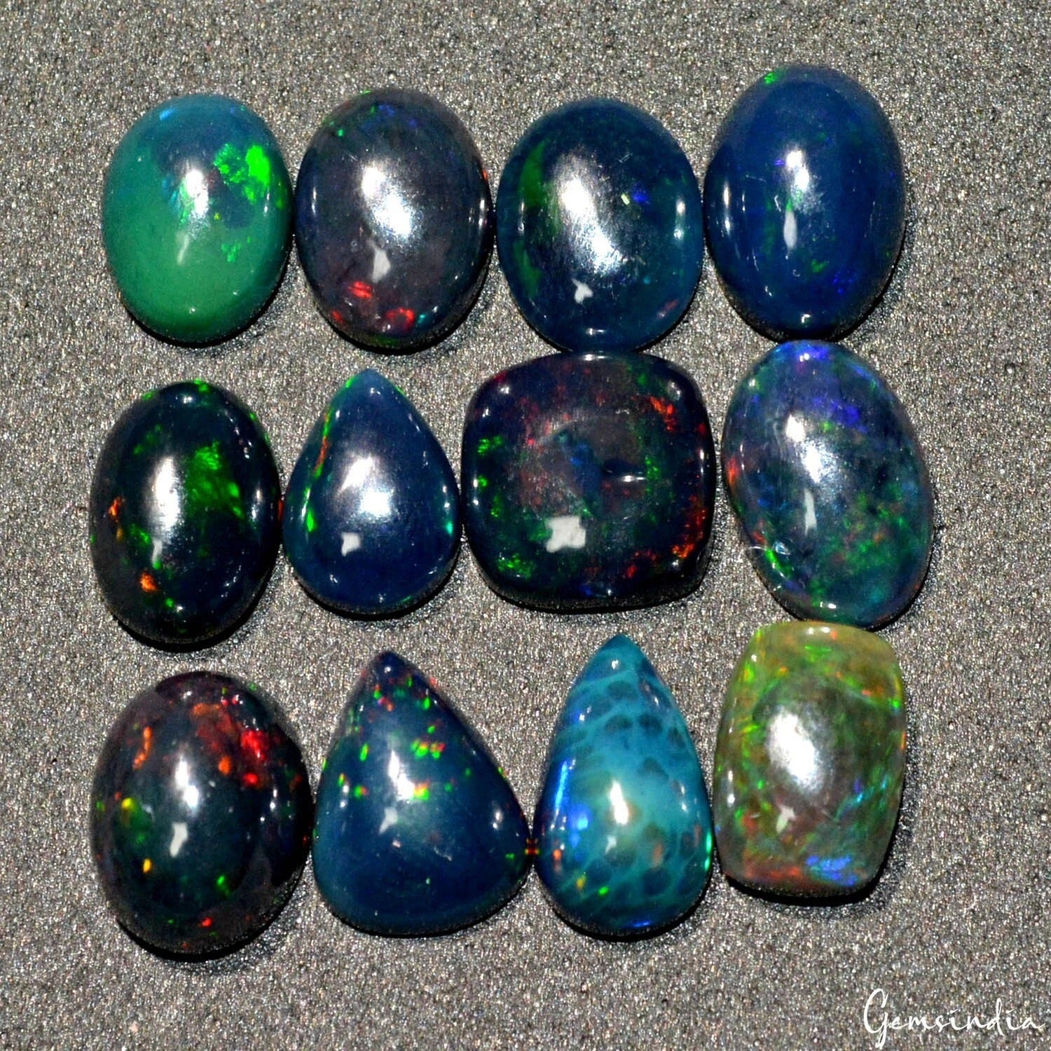 Black Opal Lot, Cabochon — 12 Pieces, 10mm to 12mm, 23.80 Ct, Ethiopia