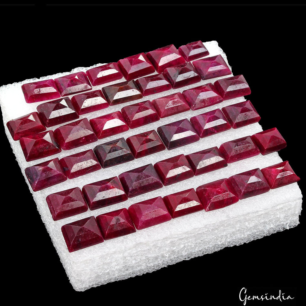 500 Ct Natural Red Ruby Rectangular Cut Faceted Loose Wholesale Gems Lot 41 Pcs
