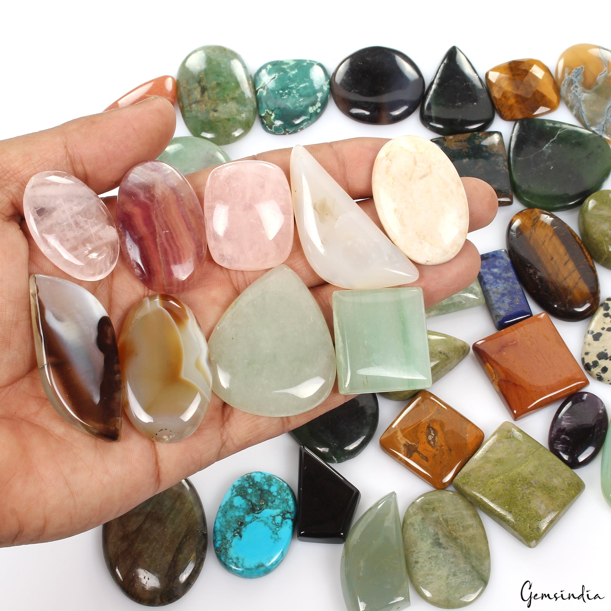 2420Ct Natural Multi Gemstones Colorful Mixed Shape Flat Back Wholesale Lot~40Pc
