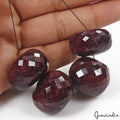 530 Cts/4 Pcs Natural African Red Ruby Round Checker Cut Drilled Beads Gems Lot