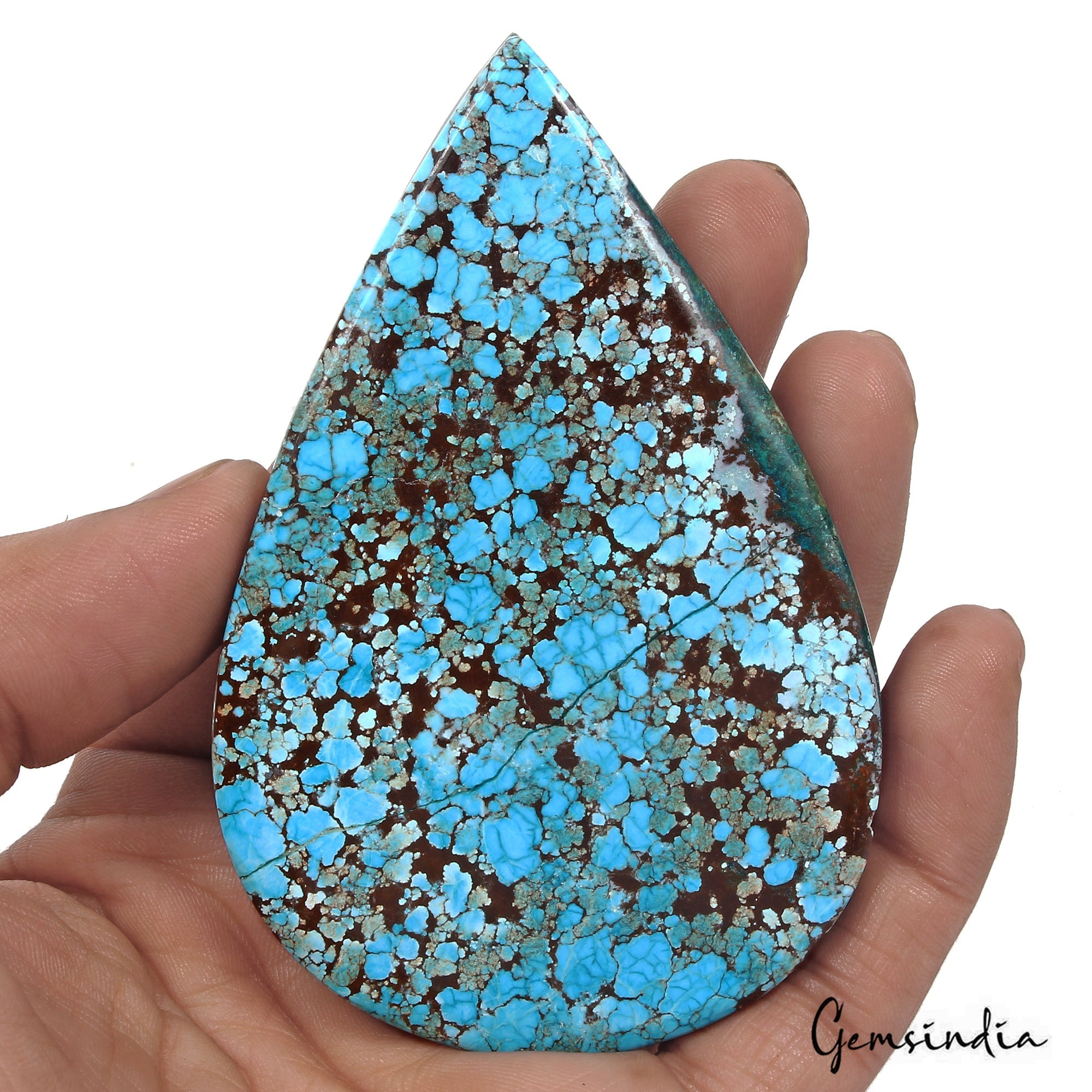 Museum Size 450 Ct Pear Cab Blue Turquoise Spiderweb Arizona Loose Gems From U.S