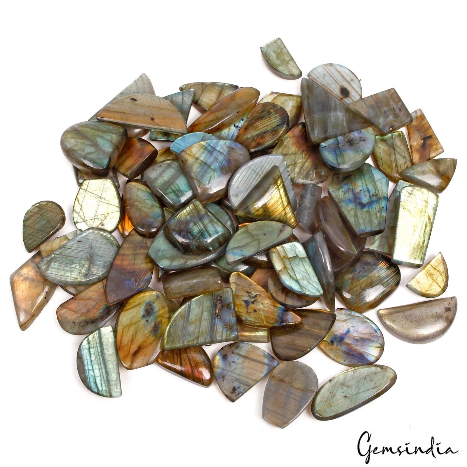 1370 Ct/72Pcs Natural Untreated Multi Chine Labradorite Fancy Cut Wholesale Gems
