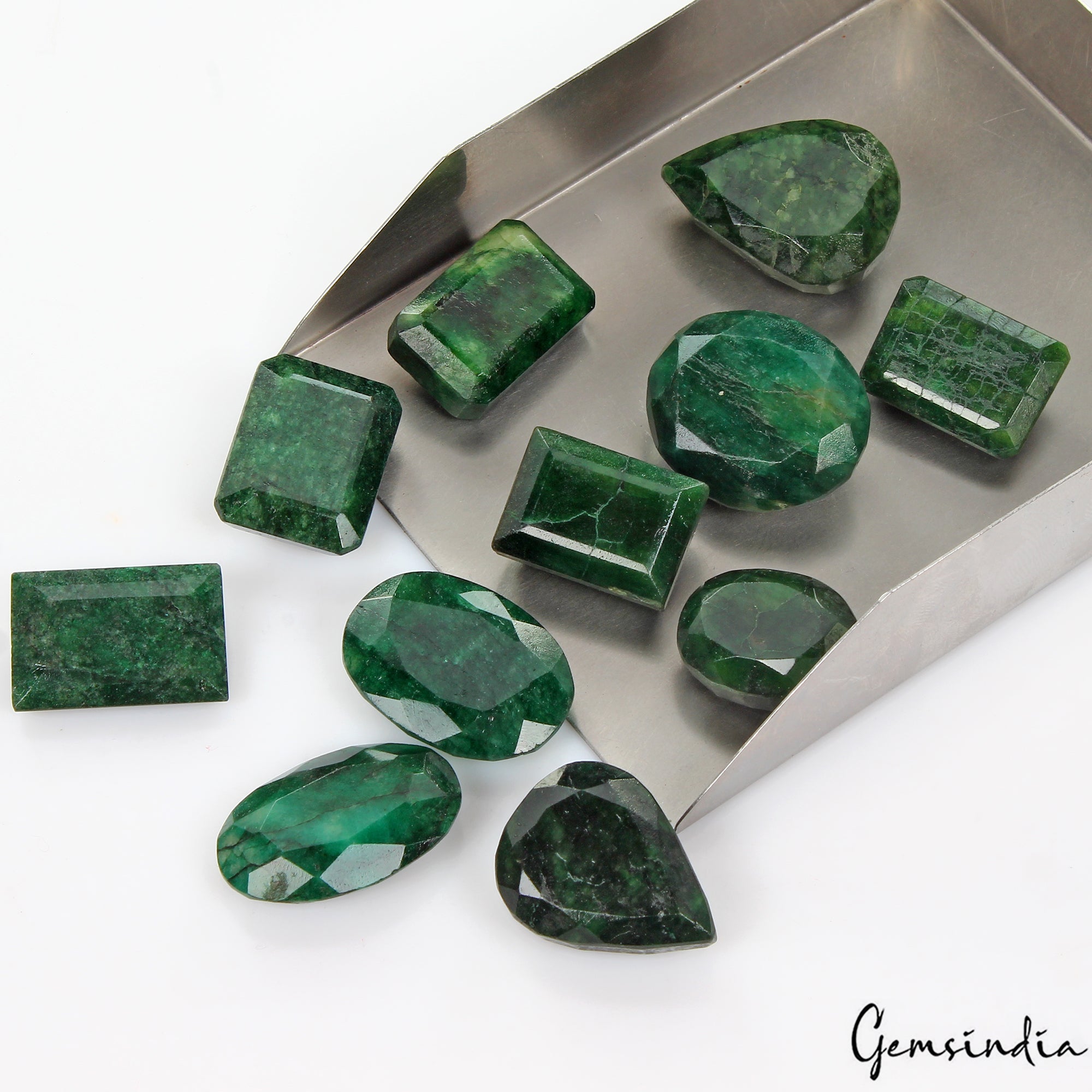 575 Cts/11 Pcs Natural Finest Green Emerald Mix Cut Loose Gemstones 23-32mm Lot