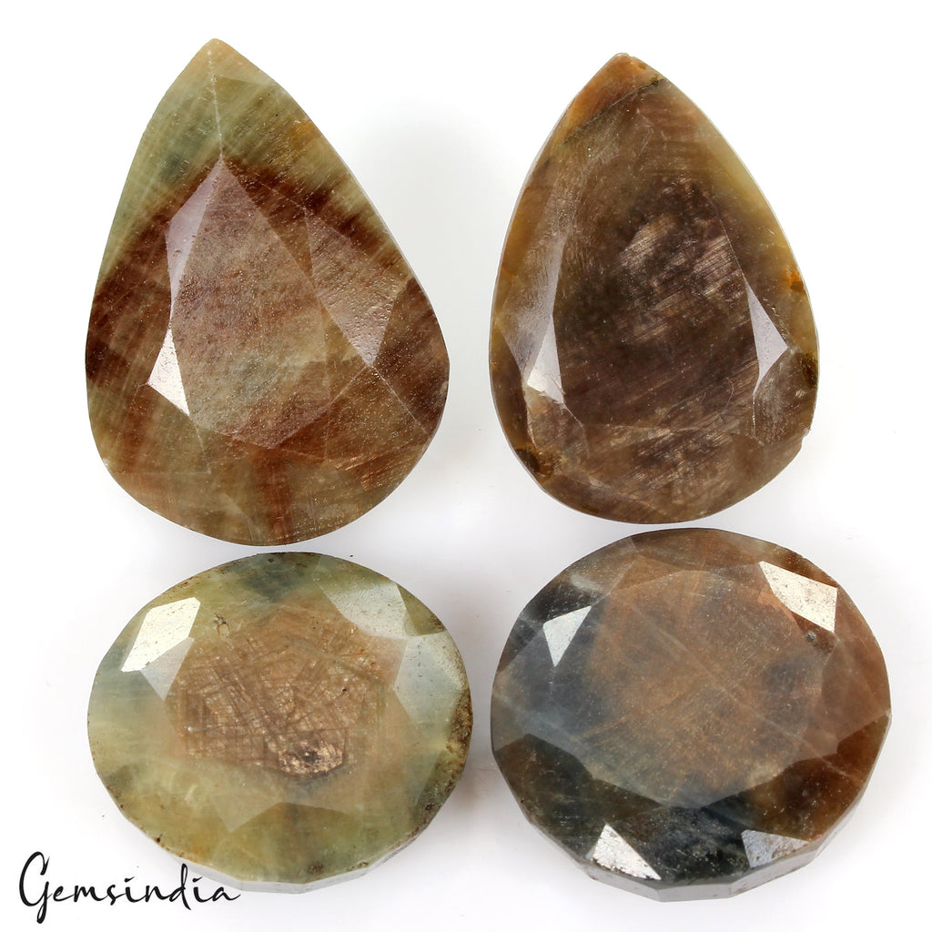 4 Pcs Natural Sapphire 33-47mm Mix Faceted Cut Untreated Loose Gemstones 920 Cts