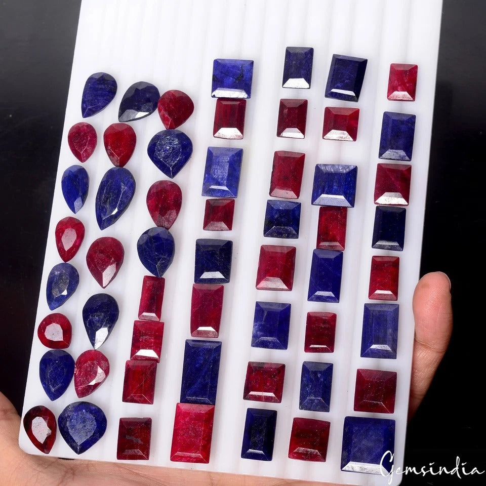 700Ct Certified Natural Ruby Sapphire Mix Cut Loose Jewelry Making Gemstones Lot
