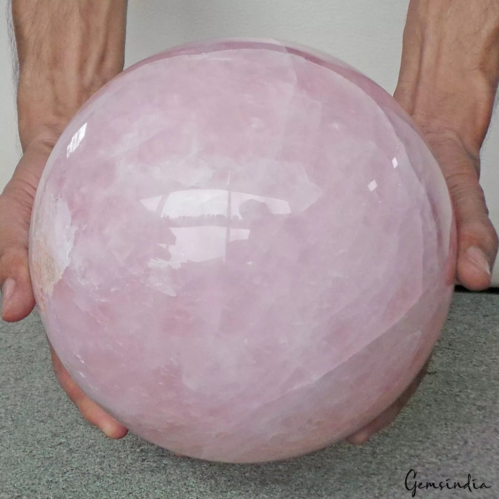 19.18 LB Natural Polished Rose Quartz Crystal Ball Stone Sphere Healing 7.4 Inch