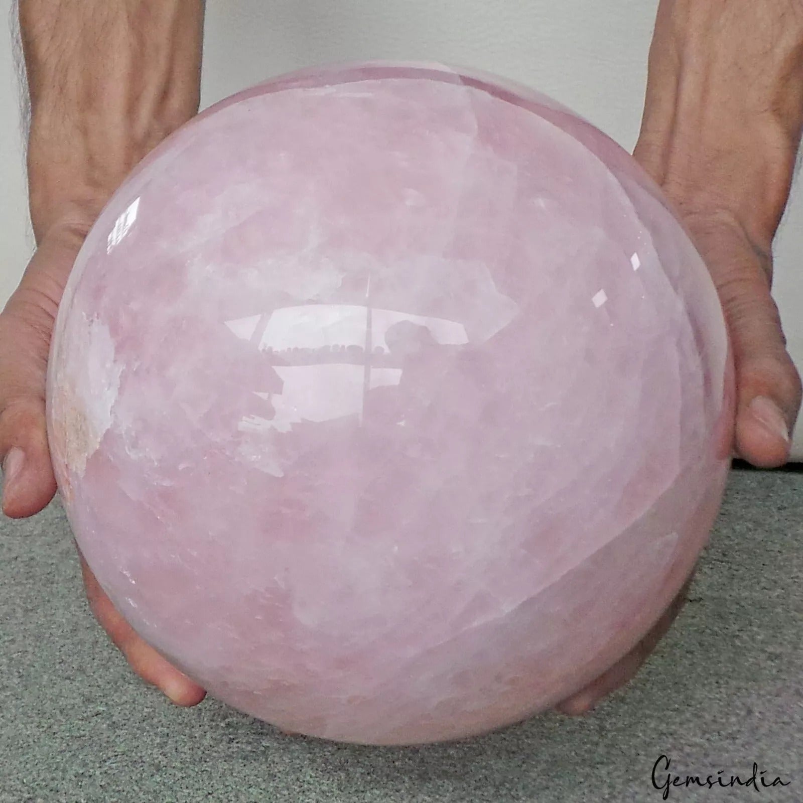 19.18 LB Natural Polished Rose Quartz Crystal Ball Stone Sphere Healing 7.4 Inch