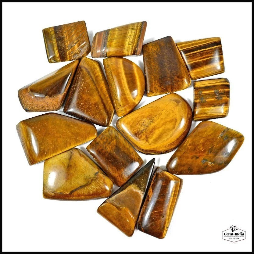 Tiger Eye Lot, Cabochon, Untreated, Brown — 15 Pieces, 26mm to 47mm, 1500 Ct, Madagascar