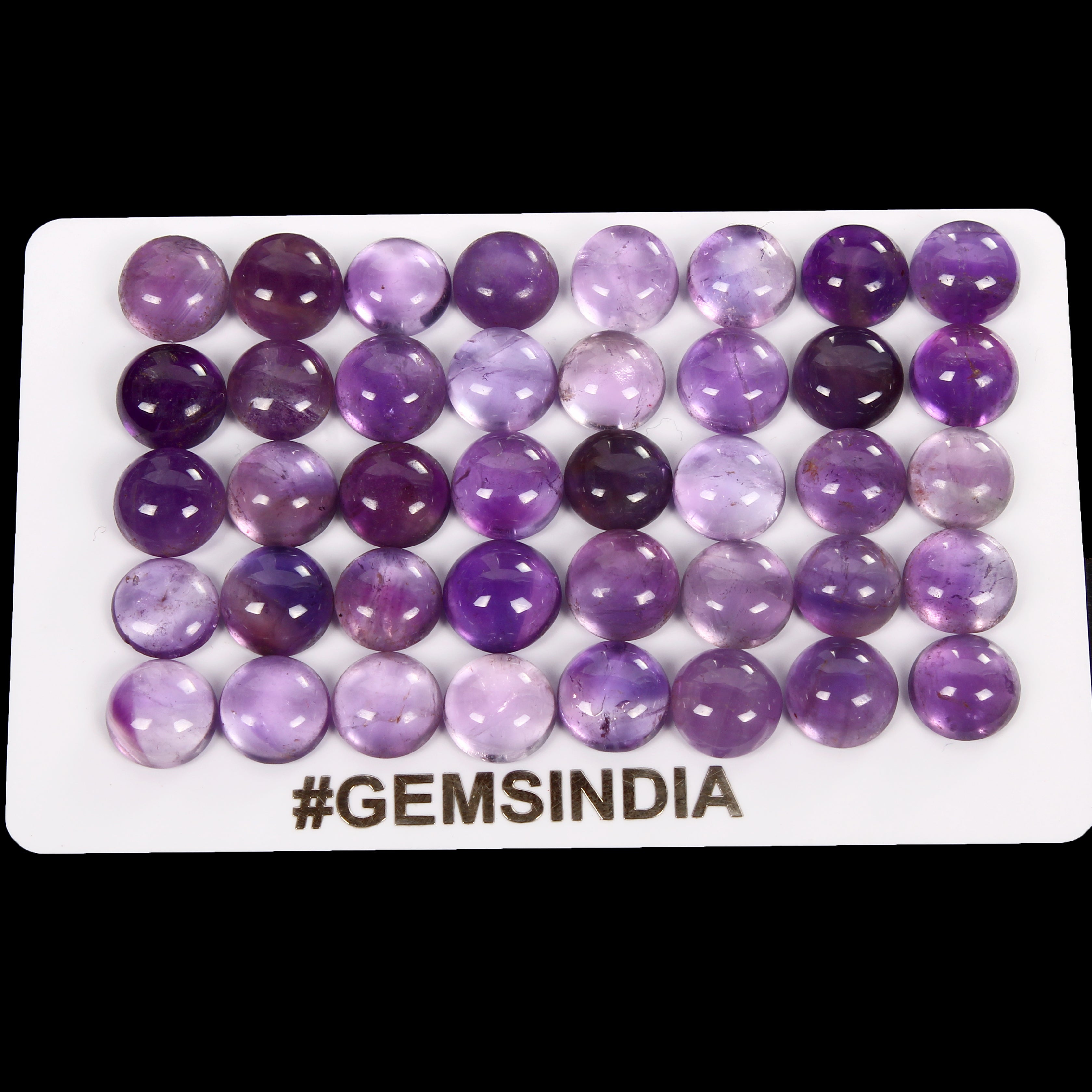 Certified 40 Pcs Natural Untreated Purple Amethyst Round Cab 8mm Each Gems Lot