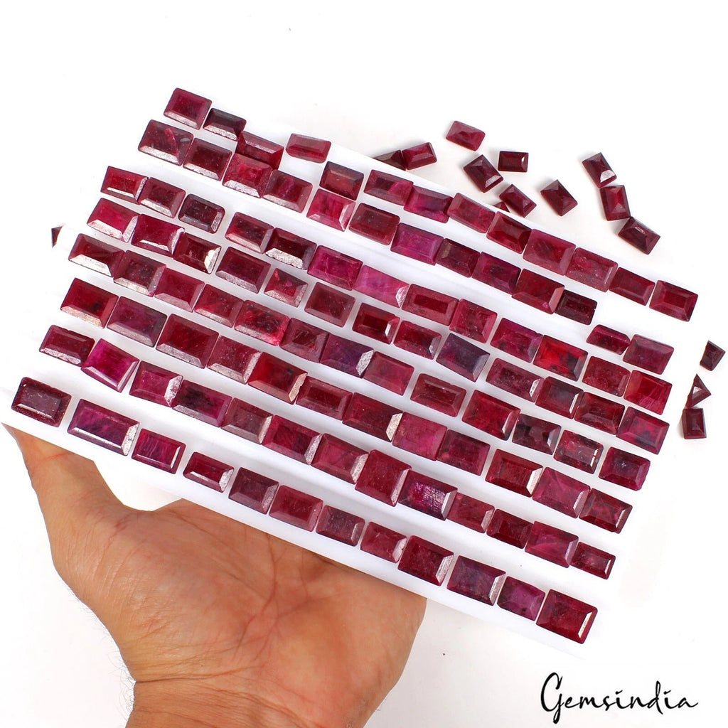 132 Pcs~Natural Red Ruby Loose Baguette Cut Ring Size Loose Gemstones~1540 Ct