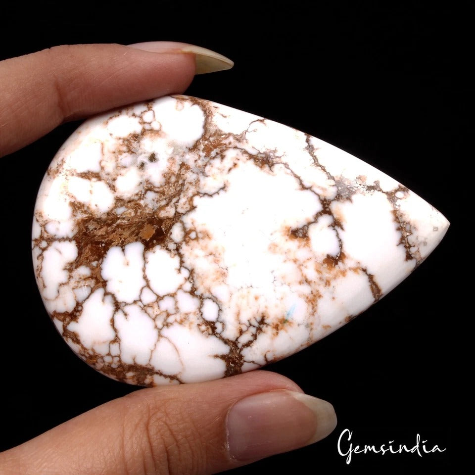 Turquoise Cabochon, White — 70 x 59 x 6mm, 180 Ct