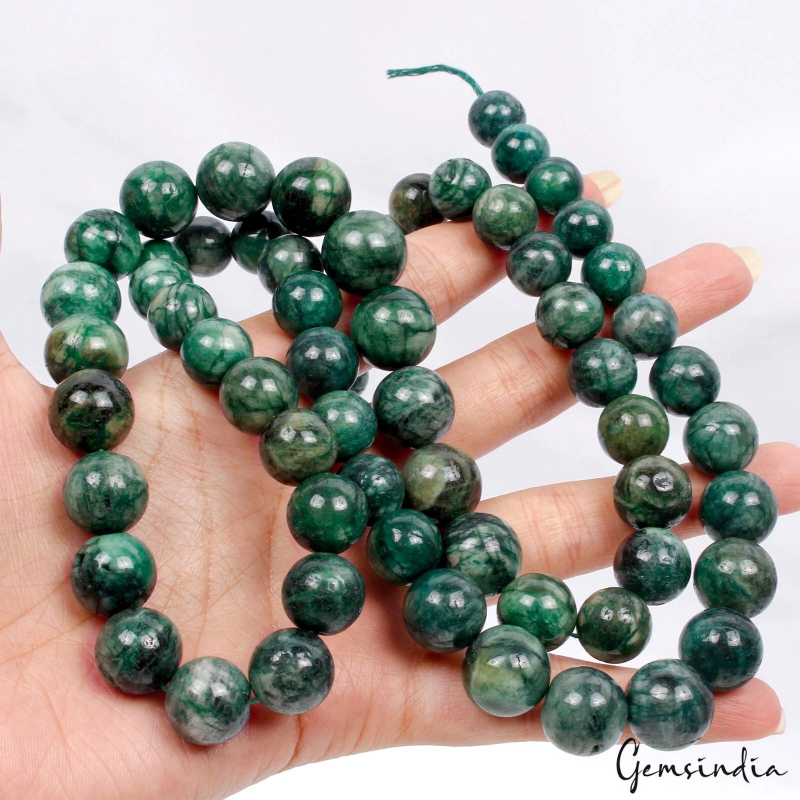 31" Strand Natural Emerald Gemstone Rondelle Shape Smooth 10-15 mm Jewelry Beads