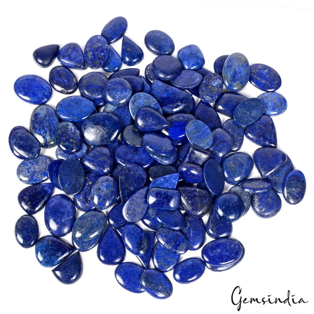 Lapis Lazuli Lot, Cabochon, Oval, Pear, Rectangular & Fancy Cabochon, Color Enhanced — 109 Pieces, 23mm to 34mm, 5000 Ct, Afghanistan