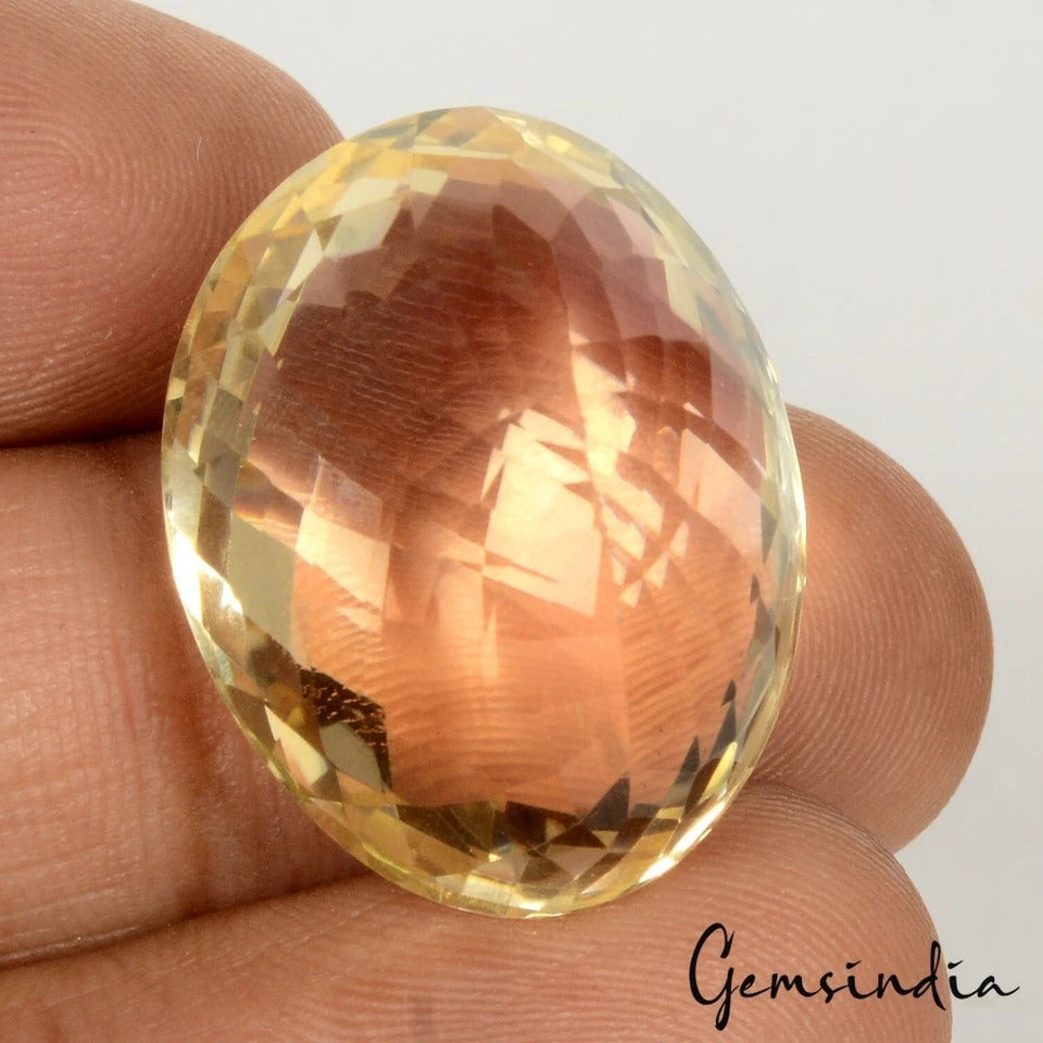 37.00 Ct VVS Natural Citrine AAA Golden Yellow Huge Oval Cut Gemstone 22x17x15mm