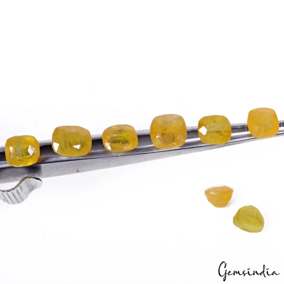 8 Pc Natural Yellow Sapphire Faceted Untreated Loose 7-8mm Gemstones, Sri Lanka