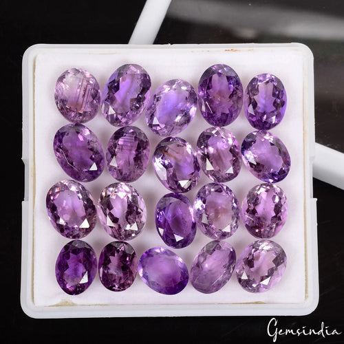 Amethyst Lot, Loose Gemstone, Oval Cut, Untreated — 20 Pieces, 11mm to 13mm, 100.00 Ct, Brazil