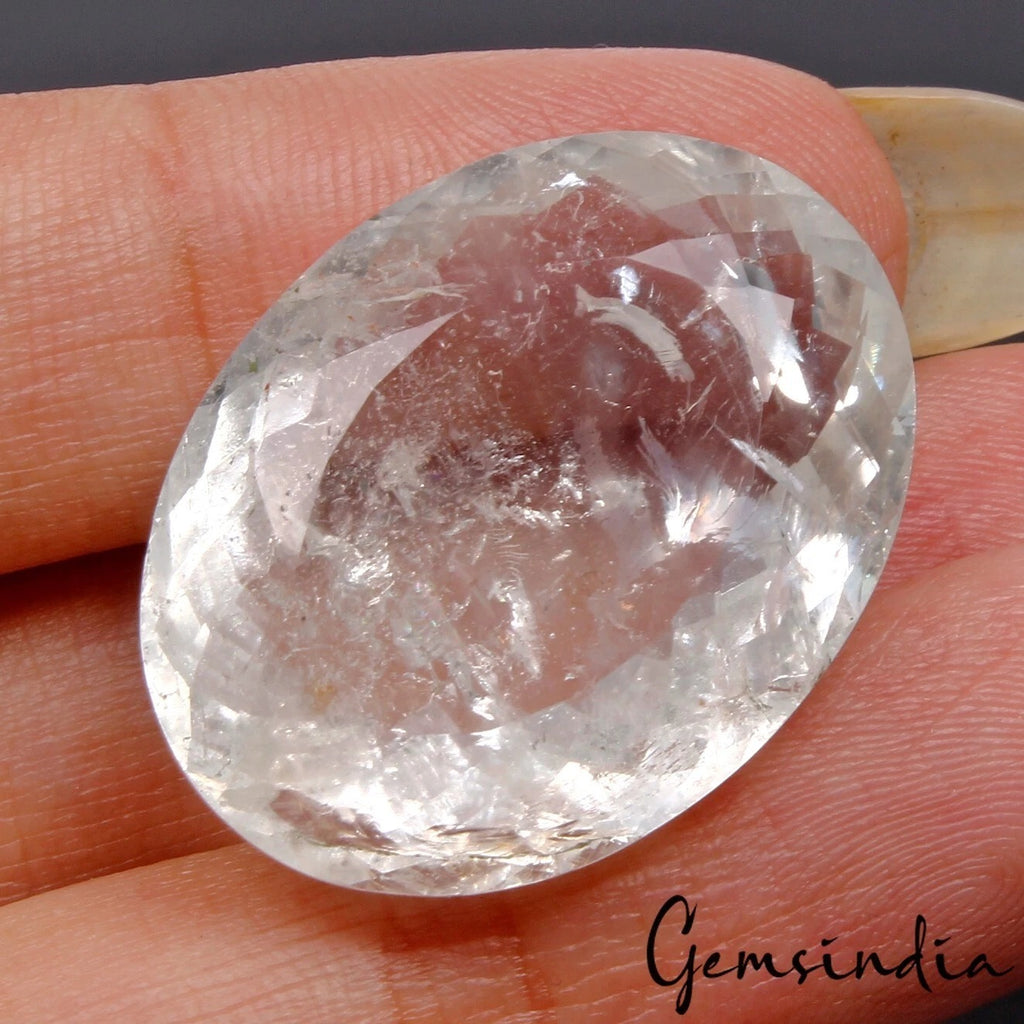 Aquamarine Loose Gemstone, Oval Cut, Untreated — 26x20x9mm, 31.90 Ct
